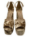 Sam Edelman Shoe Size 9 Beige Gold Textile Velvet Crushed Open Toe Pumps Beige Gold / 9