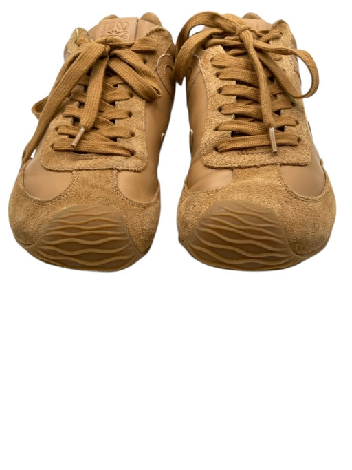 Loewe Shoe Size 39 Beige Brown Leather Suede Fabric Block Lace Up Sneakers Beige Brown / 39