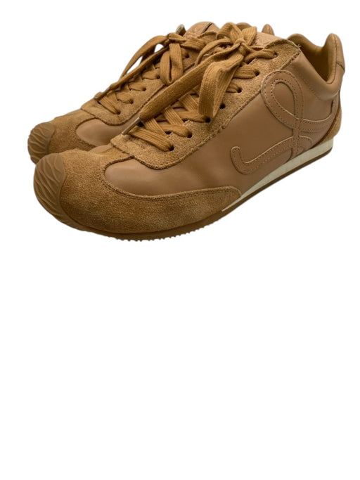 Loewe Shoe Size 39 Beige Brown Leather Suede Fabric Block Lace Up Sneakers Beige Brown / 39