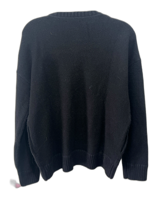 Tuckernuck Size M Black Acrylic Blend Knit Ribbed Hem Crewneck Pullover Sweater Black / M