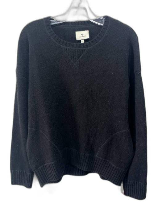 Tuckernuck Size M Black Acrylic Blend Knit Ribbed Hem Crewneck Pullover Sweater Black / M