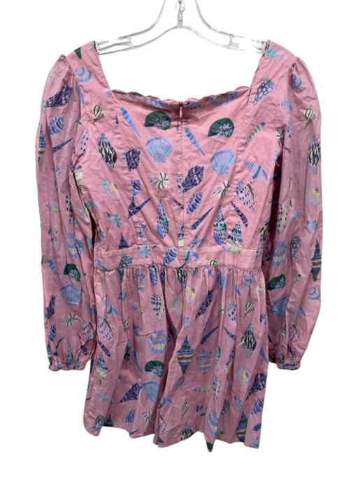 Marysia Size L Pink, Blue & Multi Cotton Long Sleeve Keyhole Scallop Trim Romper Pink, Blue & Multi / L