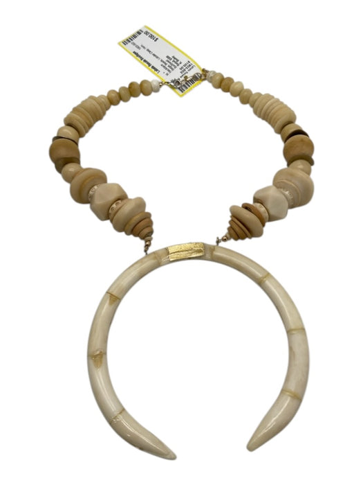 K. Bailey Beige Beads Lobster Clasp Horn Necklace Beige