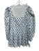 Caroline Constas Size M White & Blue Cotton Blend floral print Square Neck Dress White & Blue / M