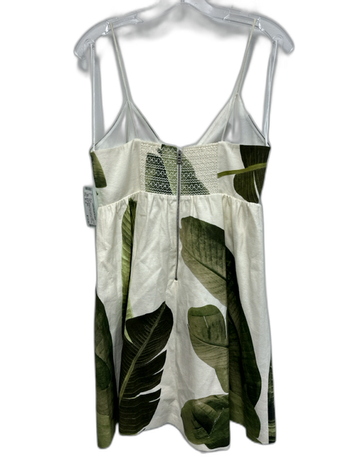 Alice + Olivia Size M / 8 White & Green Linen & Cotton Spaghetti Strap Bow Dress White & Green / M / 8