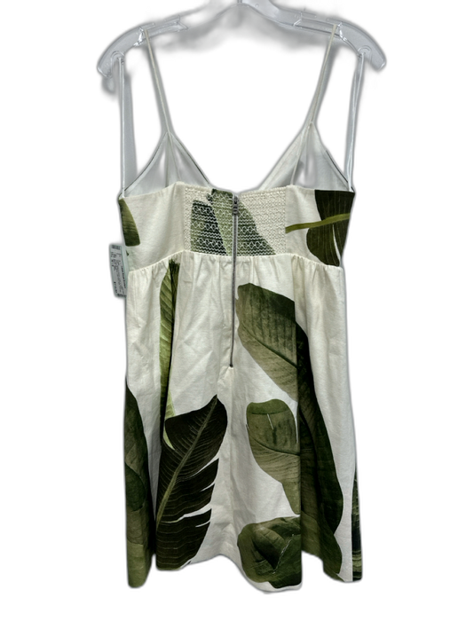 Alice + Olivia Size M / 8 White & Green Linen & Cotton Spaghetti Strap Bow Dress White & Green / M / 8