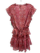 Misa Size S Pink, Red & Blue Polyester Sheer Paisley Floral Print Tiered Dress Pink, Red & Blue / S