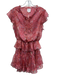 Misa Size S Pink, Red & Blue Polyester Sheer Paisley Floral Print Tiered Dress Pink, Red & Blue / S