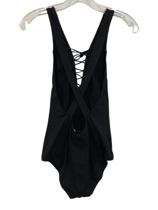 Ulla Johnson Size M Black Polyamide Blend Lace Up Plunge One Piece Swimsuit Black / M