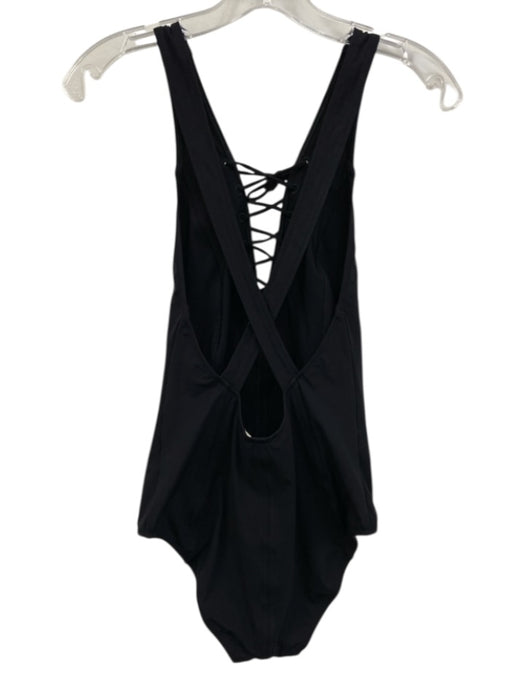 Ulla Johnson Size M Black Polyamide Blend Lace Up Plunge One Piece Swimsuit Black / M