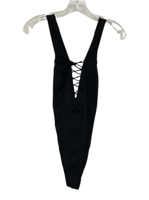 Ulla Johnson Size M Black Polyamide Blend Lace Up Plunge One Piece Swimsuit Black / M