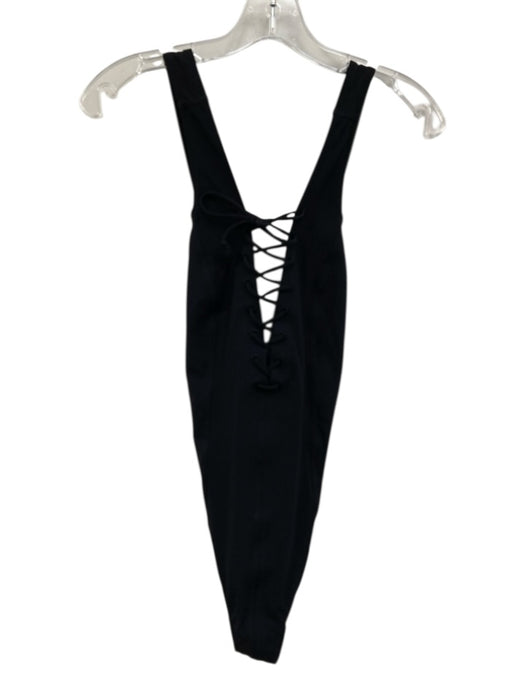 Ulla Johnson Size M Black Polyamide Blend Lace Up Plunge One Piece Swimsuit Black / M