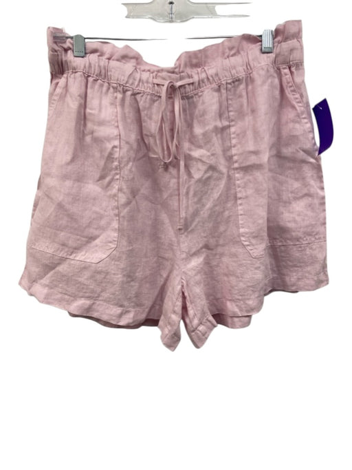 Zara Size M Light Pink Linen Elastic & Drawstring Waist Patch Pocket Shorts Light Pink / M