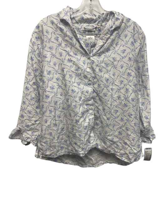 LoveShackFancy x Pottery Barn Size S White & Blue Cotton Long Sleeve Short Set White & Blue / S