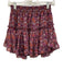 Misa Size XS Burgundy Red & White Viscose Elastic Waist Floral Ruffle Mini Skirt Burgundy Red & White / XS
