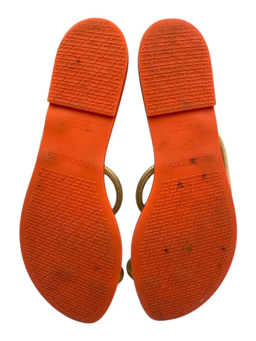 Havaianas Shoe Size 39 Gold, Beige & Orange Faux Leather Metallic Flat Sandals Gold, Beige & Orange / 39