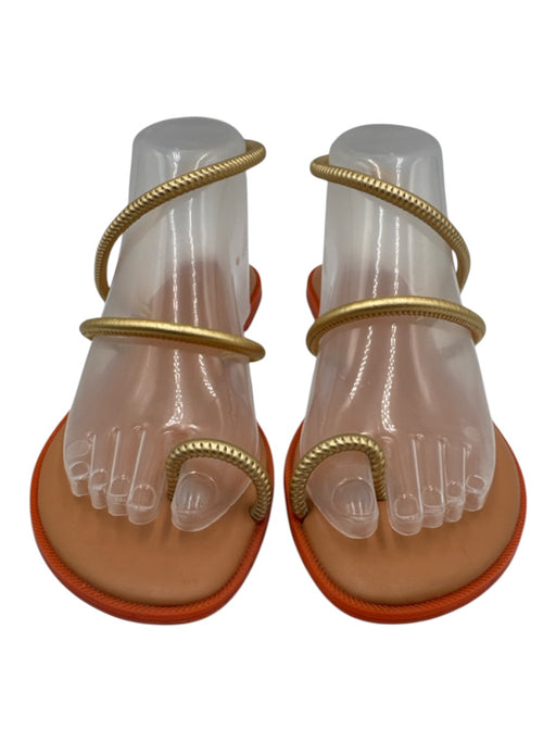 Havaianas Shoe Size 39 Gold, Beige & Orange Faux Leather Metallic Flat Sandals Gold, Beige & Orange / 39