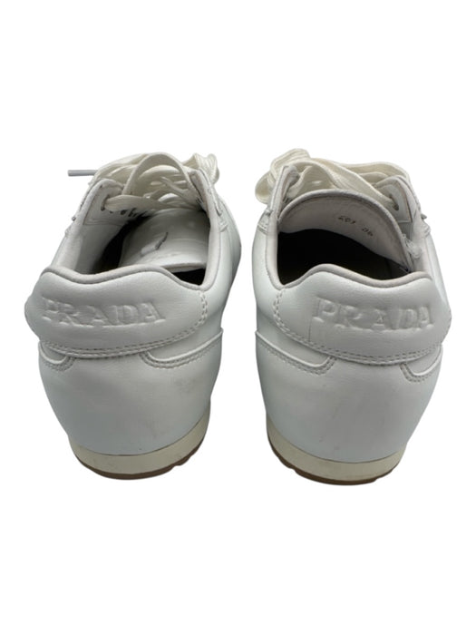Prada Shoe Size 39 White Leather Upper Paneled Side Logo Low Top Sneakers White / 39