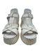 Chloe Shoe Size est 9 White Leather Upper Ribbed Sole Ankle Buckle Sandals White / est 9