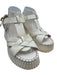 Chloe Shoe Size est 9 White Leather Upper Ribbed Sole Ankle Buckle Sandals White / est 9
