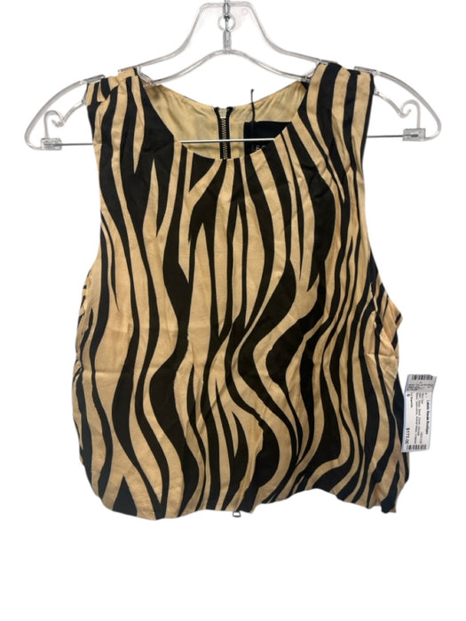 Le Superbe Size 6 Beige, Black, Green Viscose Blend Sleeveless Cropped Skirt Set Beige, Black, Green / 6