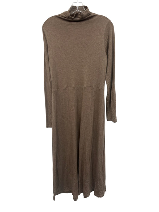 Vince Size Medium Taupe Lyocell blend Long Sleeve Heathered Mock Neck Maxi Dress Taupe / Medium