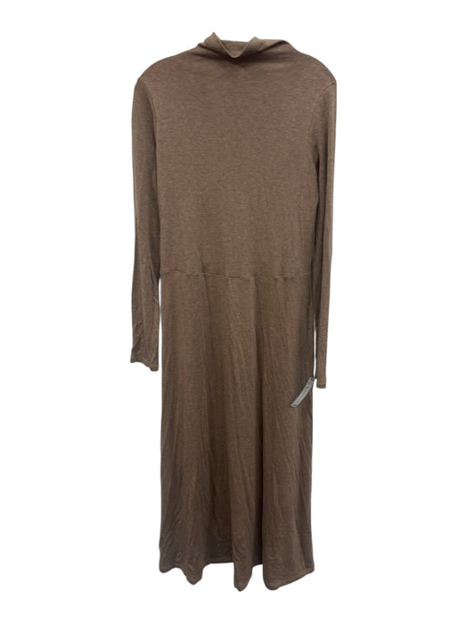 Vince Size Medium Taupe Lyocell blend Long Sleeve Heathered Mock Neck Maxi Dress Taupe / Medium