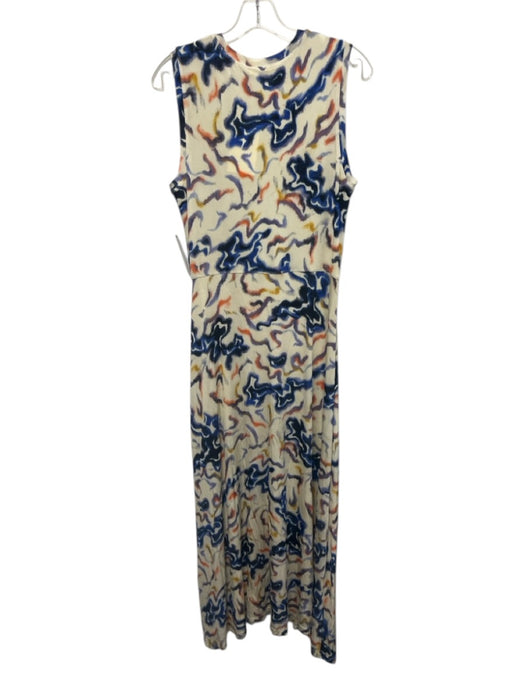 Ulla Johnson Size Medium Blue, Orange, White Rayon Blend Sleeveless Ruched Dress Blue, Orange, White / Medium