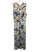 Ulla Johnson Size Medium Blue, Orange, White Rayon Blend Sleeveless Ruched Dress Blue, Orange, White / Medium