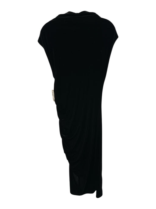 By Anthropologie Size Medium Black Polyester Sleeveless Velvet Ruched Maxi Dress Black / Medium