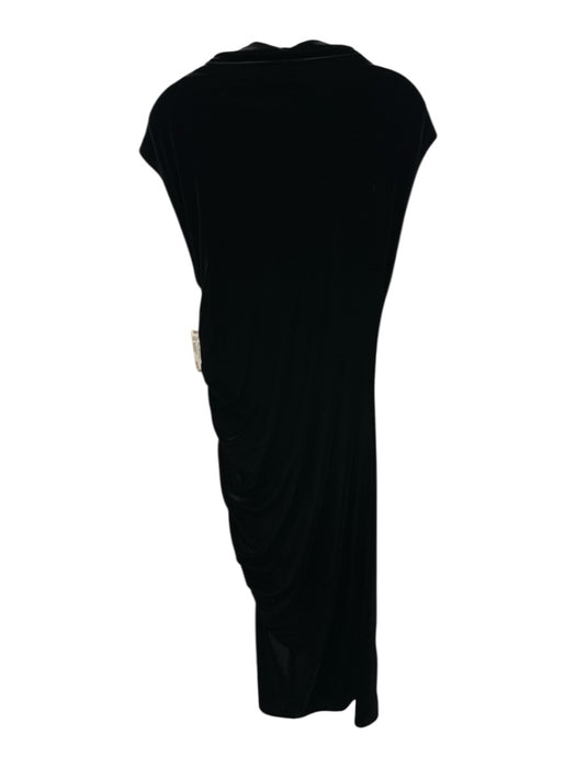 By Anthropologie Size Medium Black Polyester Sleeveless Velvet Ruched Maxi Dress Black / Medium