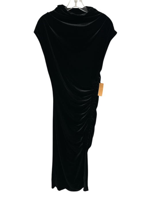 By Anthropologie Size Medium Black Polyester Sleeveless Velvet Ruched Maxi Dress Black / Medium