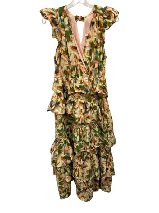 Marie Oliver Size 6 Yellow, Green, Orange Cotton Ruffle Cap Sleeve Tiered Dress Yellow, Green, Orange / 6