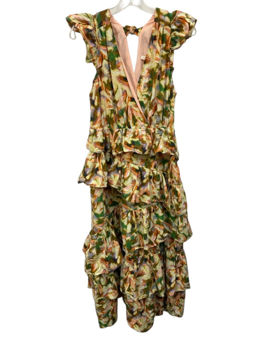 Marie Oliver Size 6 Yellow, Green, Orange Cotton Ruffle Cap Sleeve Tiered Dress Yellow, Green, Orange / 6
