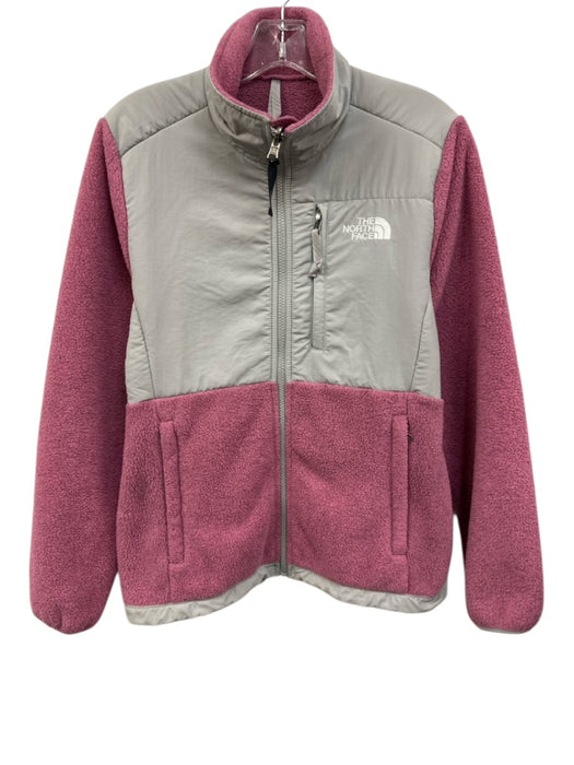 The North Face Size Small Pink & gray Polyester Zip Front Logo Pockets Sweater Pink & gray / Small