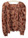 Ulla Johnson Size 6 Orange, Brown, White Cotton Blend Long puff sleeve Top Orange, Brown, White / 6
