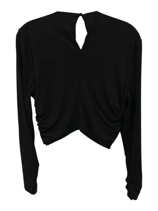 Cinq a Sept Size Large Black Polyester Blend Long Sleeve Twist Knot Ruched Top Black / Large