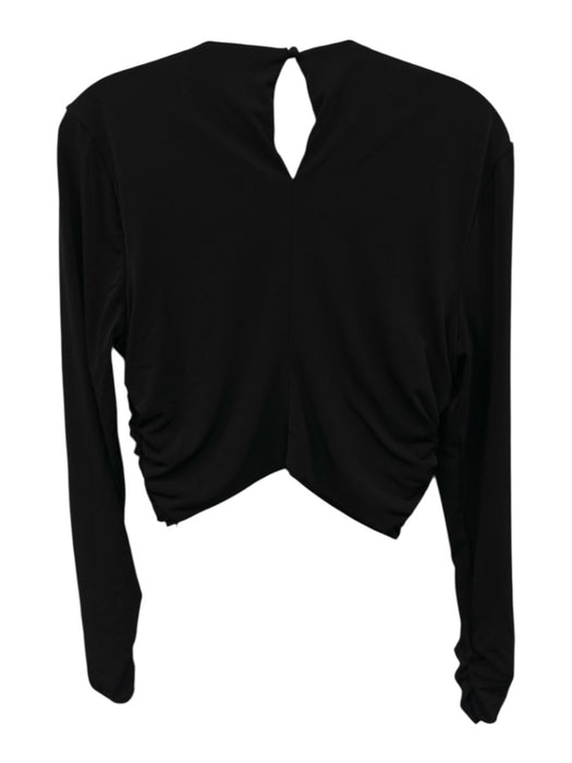 Cinq a Sept Size Large Black Polyester Blend Long Sleeve Twist Knot Ruched Top Black / Large
