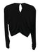 Cinq a Sept Size Large Black Polyester Blend Long Sleeve Twist Knot Ruched Top Black / Large
