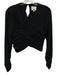 Cinq a Sept Size Large Black Polyester Blend Long Sleeve Twist Knot Ruched Top Black / Large