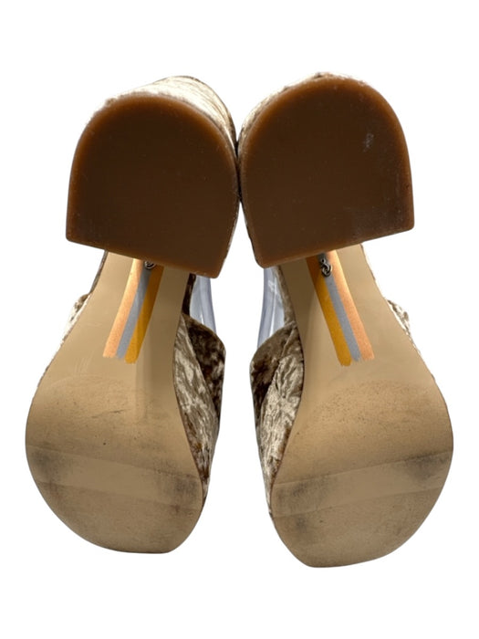 Sam Edelman Shoe Size 9 Beige Gold Synthetic Peep Toe Crushed Velvet Pumps Beige Gold / 9