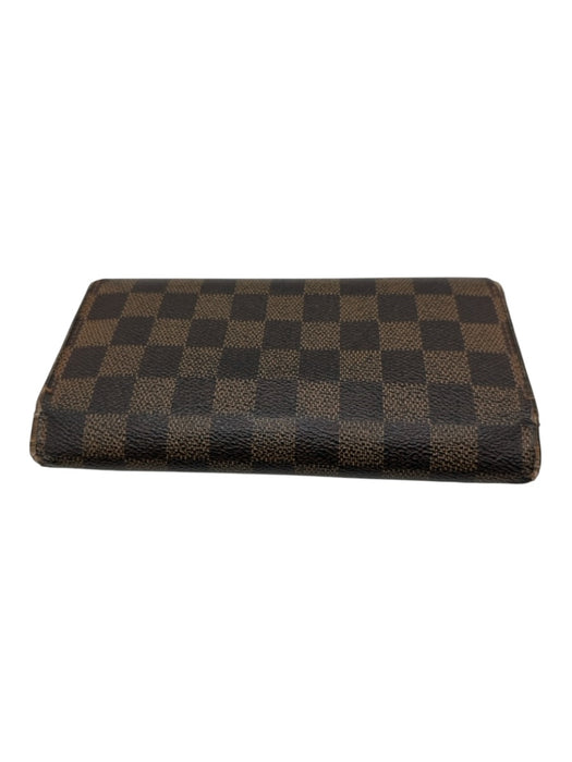 Louis Vuitton Brown Coated Canvas Damier Ebene Snap Closure Multi pocket Wallets Brown