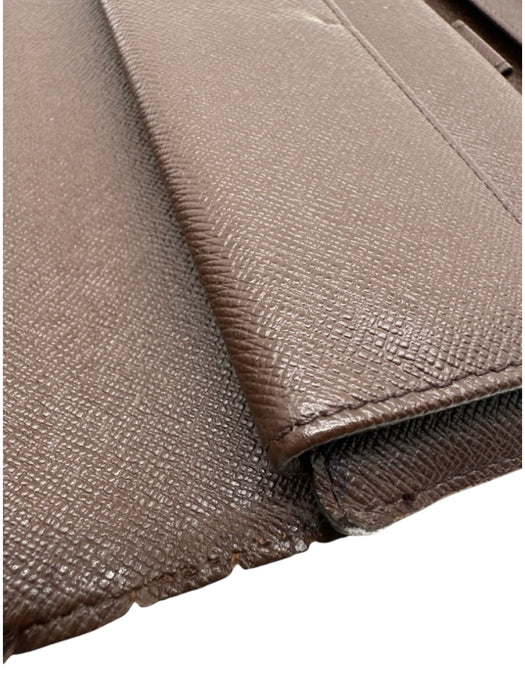 Louis Vuitton Brown Coated Canvas Damier Ebene Snap Closure Multi pocket Wallets Brown