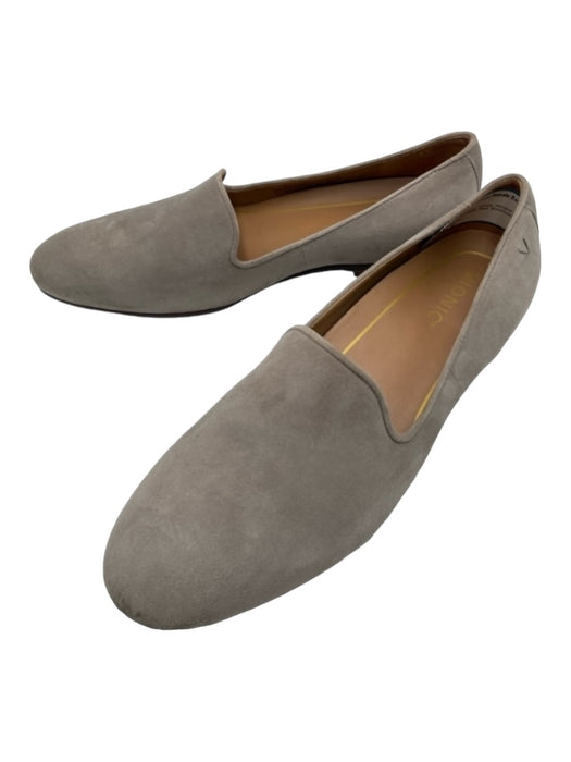 Vionic Shoe Size 9 Light Gray Suede Almond Toe Slip On Small Block Heel Flats Light Gray / 9