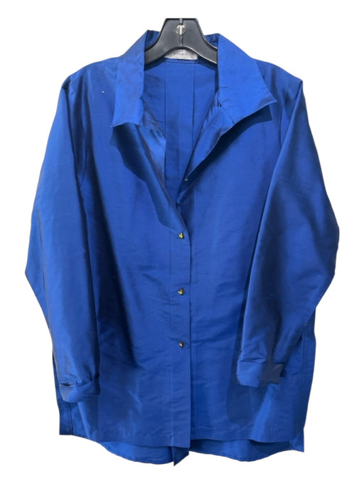 Vitamin Size M Royal Blue Silk Button Up Long Sleeve Top Royal Blue / M