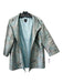 Connie Roberson Size L Blue & Silver Silk Metallic Abstract Long Sleeve Jacket Blue & Silver / L