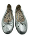 Sam Edelman Shoe Size 9.5 Silver Leather Metallic Bow Detail Ballet Flat Flats Silver / 9.5