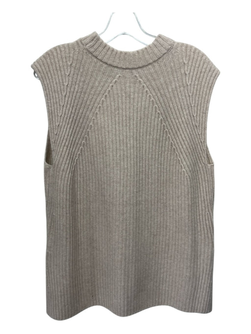 Vince Size L Beige Wool & Cashmere Ribbed Side Slits Sleeveless Sweater Beige / L