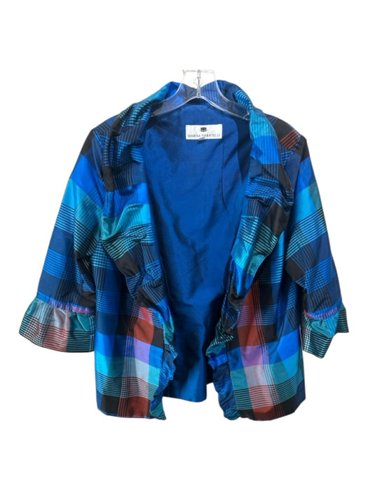 Marisa Baratelli Size 14 Turquoise, Orange & Multi Silk 3/4 Flare Sleeve Jacket Turquoise, Orange & Multi / 14