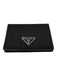 Prada Black Nylon & Leather Silver Logo Card Slots Fold Wallets Black